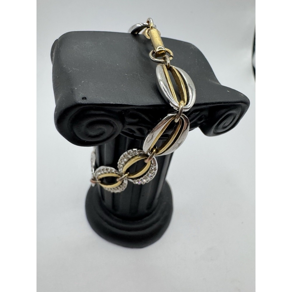 SWAROVSKI Swan 18K Gold Plated Crystal Baha Link Bracelet Signed Two Tone